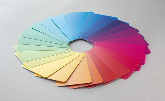 a circle of color swatches on a white surface