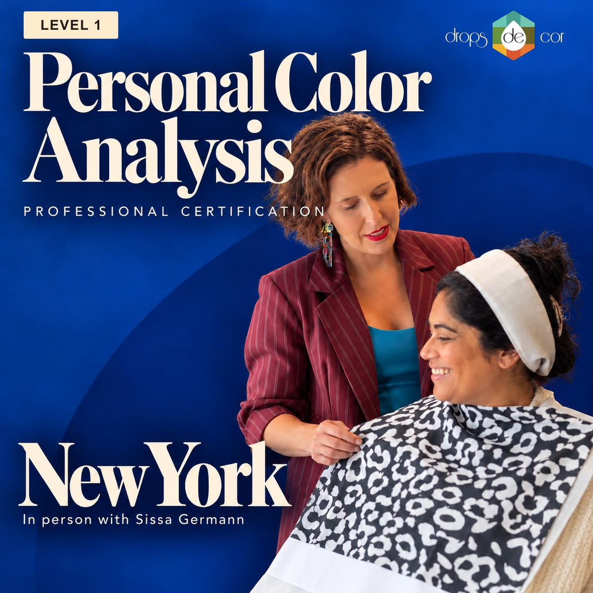 Personal Color Analysis professional certification, Level 1, New York, in person with Sissa Germann
